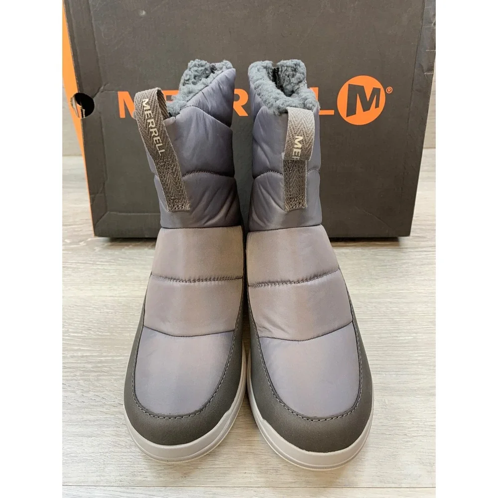 Merrell Juno Bluff Polar‎ Women's Waterproof Boots Grey 6.5 Quilted Insulated